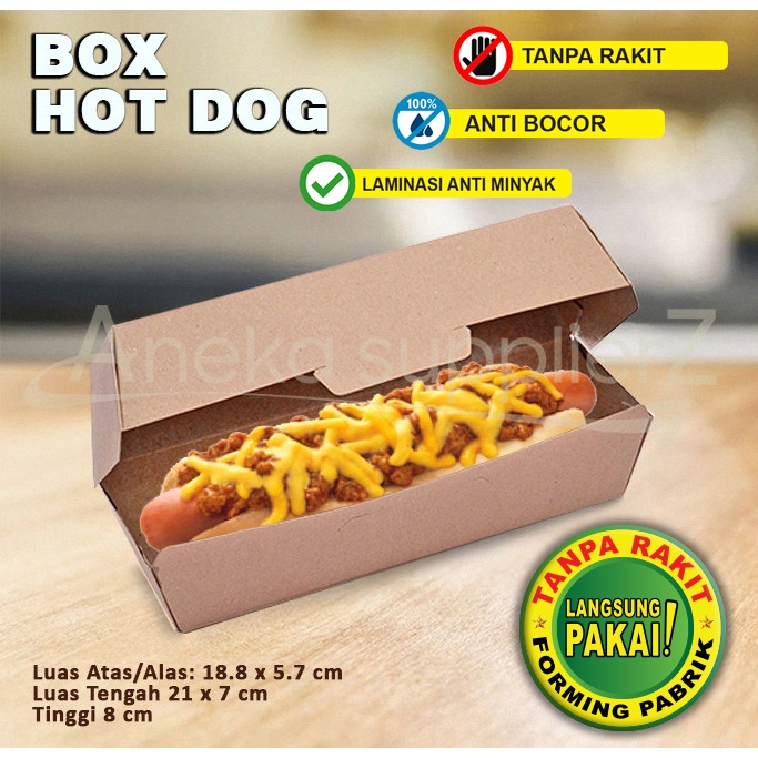 

Kotak Hotdog - Box Hot Dog - Dus Hot dog | KRAFT COKLAT (50 pcs)