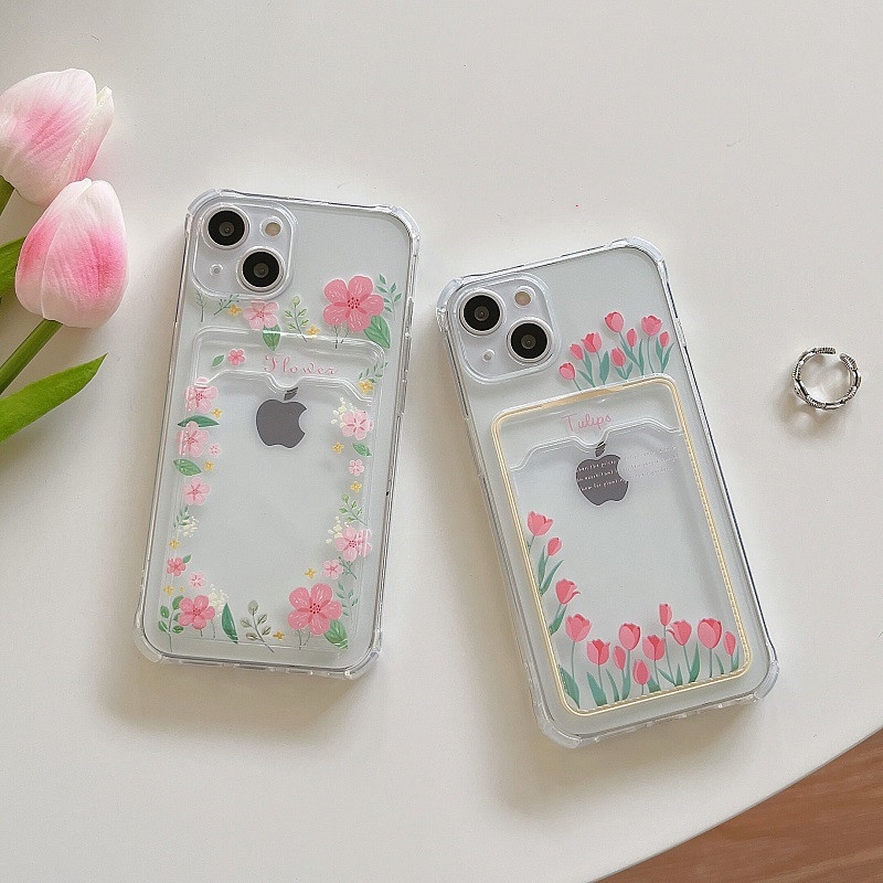 Soft Case Transparan Motif Bunga Untuk iPhone 12 13 Pro Max 11 X XR XSMAX