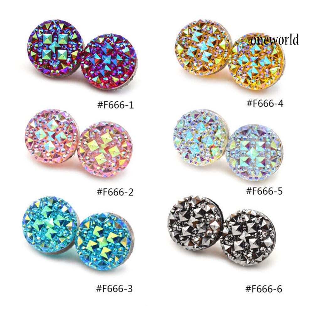 OW@ 1 Pair Round Rhinestone Magnetic Women's Brooch Clasp Scarf Abaya Muslim Pin