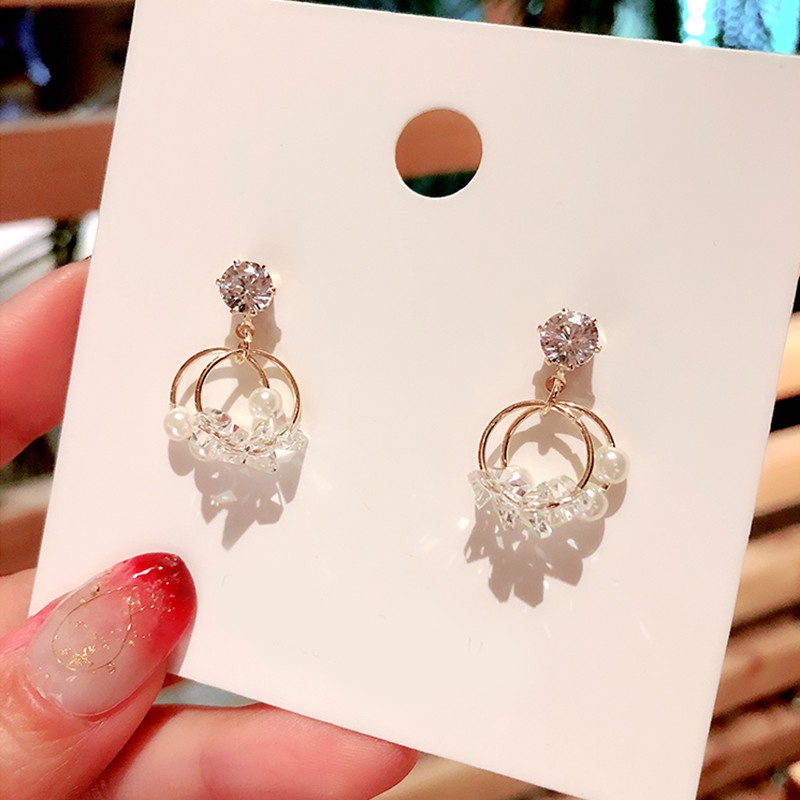 Anting Tusuk Sterling Silver 925 Simple Gaya Korea Dengan Mutiara Untuk Wanita