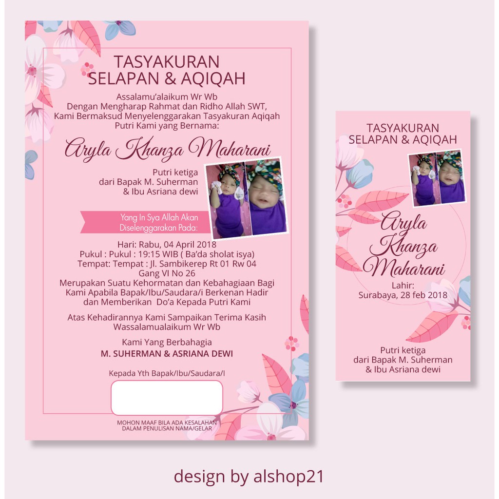 99 Contoh Undangan Aqiqah Elegan Terbaru