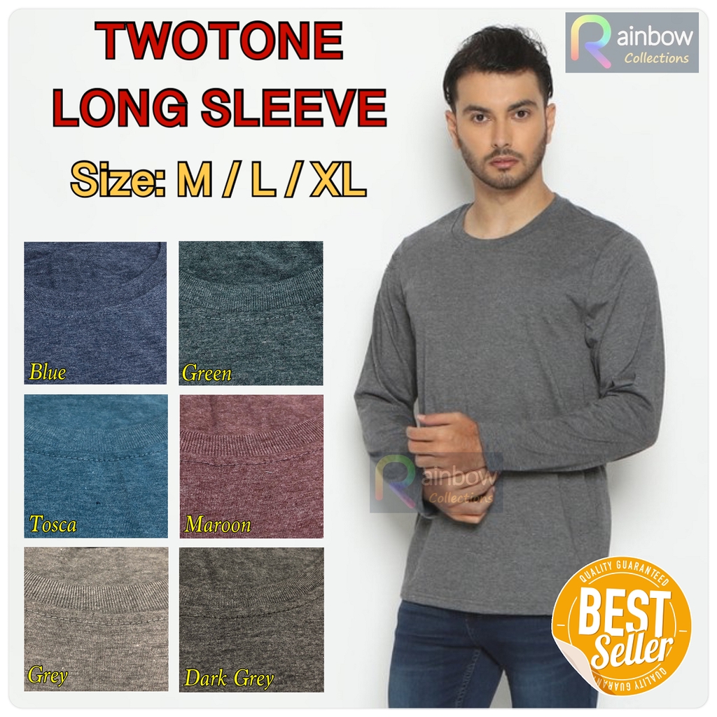 Kaos Polos TUTON Lengan PANJANG O-neck / Oneck Pria - TWOTONE LONG SLEEVE