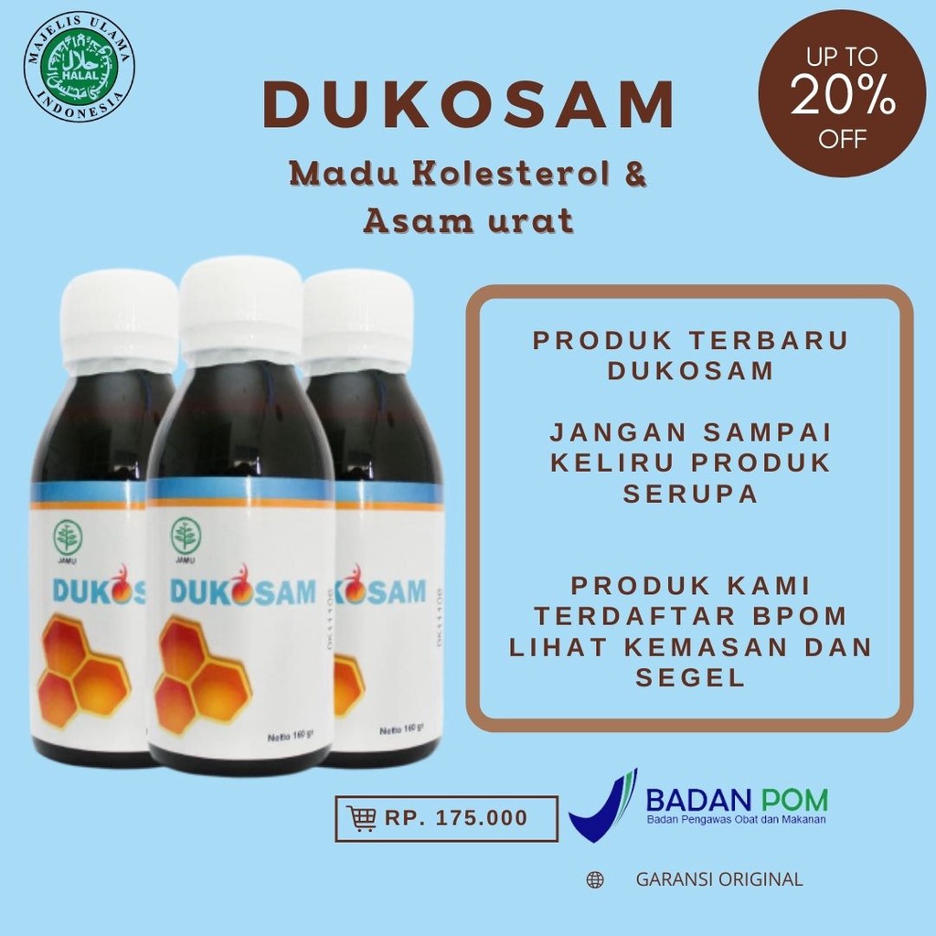 Madu DUKOSAM Obat Herbal Atasi Kebas Nyeri Sendi Syaraf dan Tulang Original 175 gram