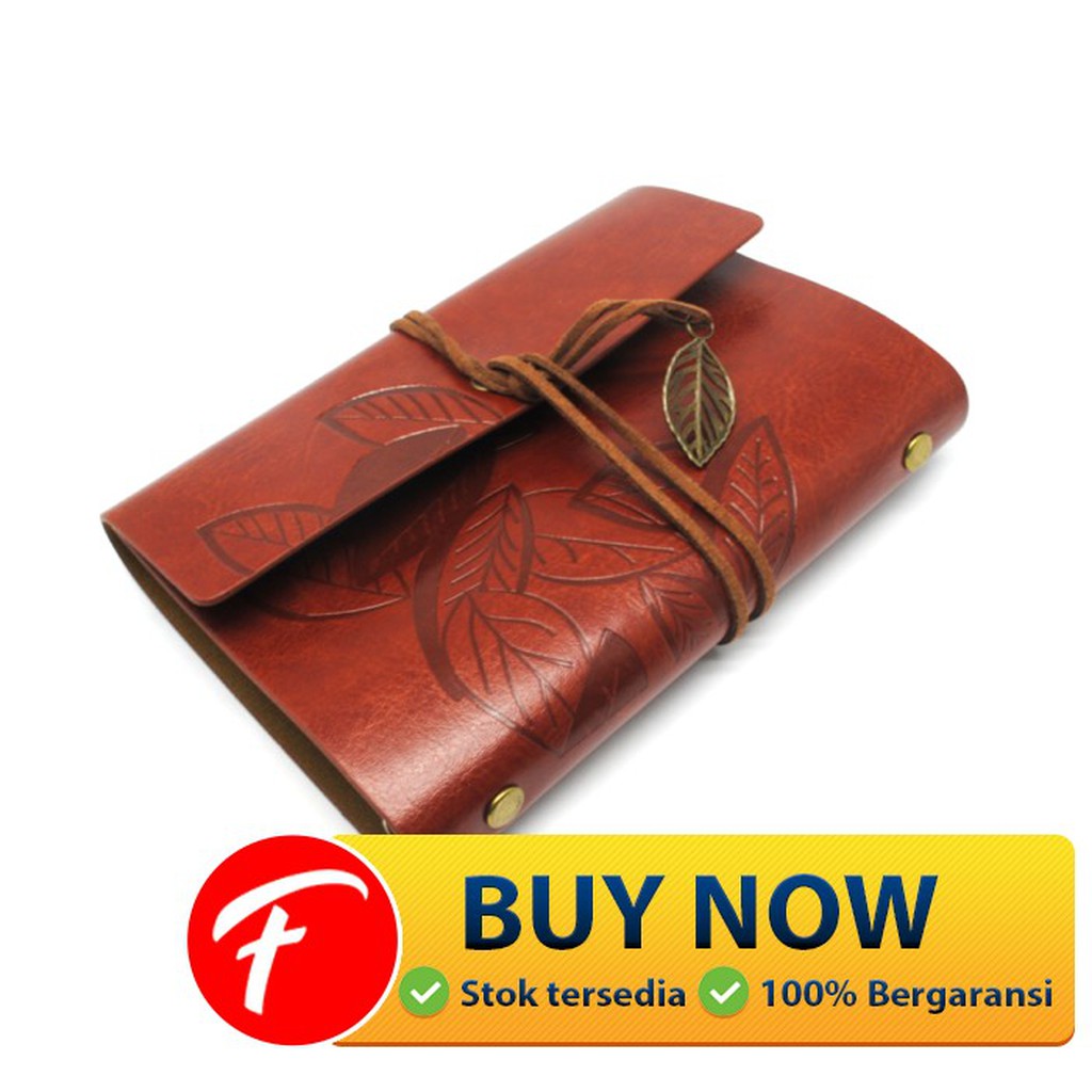 

PHANTACI Buku Catatan Binder Kulit Retro Leaf Kertas B7 - BSD666 - Brown