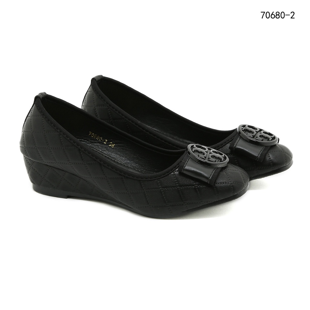 Logo Bow  Leather Wedges #70680-2