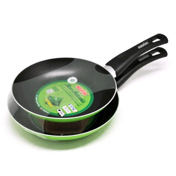 Fry Pan Teflon Maxim Set Halania 3 Pcs Hijau Spatula Kayu Wajan