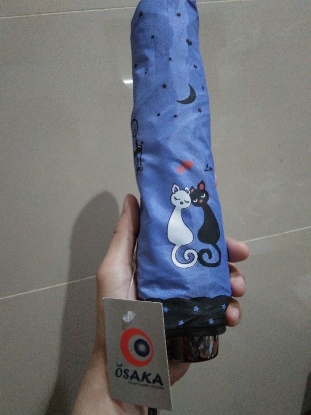 Payung Lipat 4 Fancy Karakter Kucing Couple / Couple Cat Anti Uv Merk Osaka - Bw-004