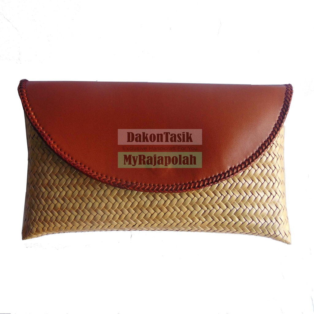 DT-18108 CLUTCH ANYAMAN PANDAN WARNA NATURAL TUTUP KOMBINASI