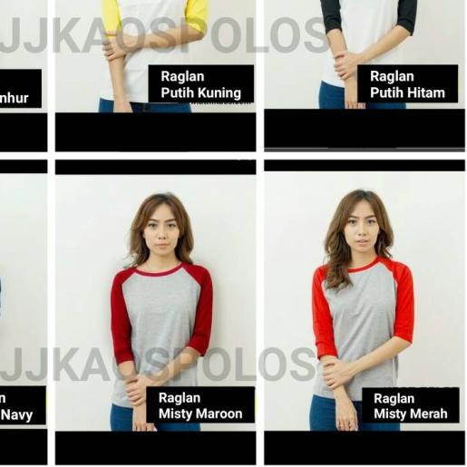 ✯ Size S-Kaos Polos Raglan Cotton Combed 20s ☑