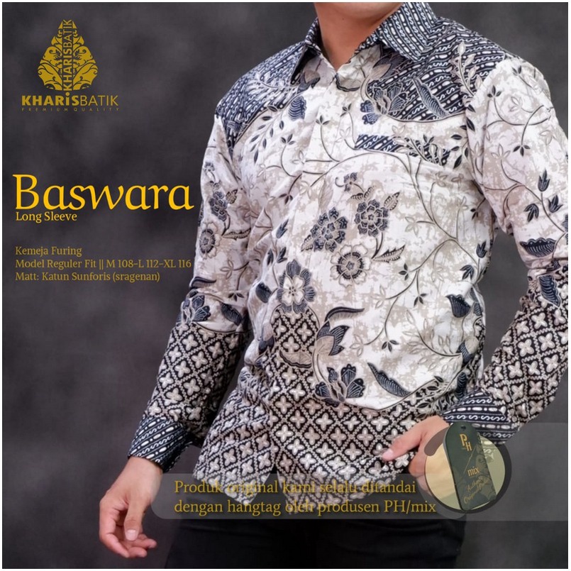 BASWARA KEMEJA BATIK SOLO PRIA LENGAN PANJANG LAPIS FURING ATASAN PREMIUM MODERN KOPRI PGRI PANGASTU