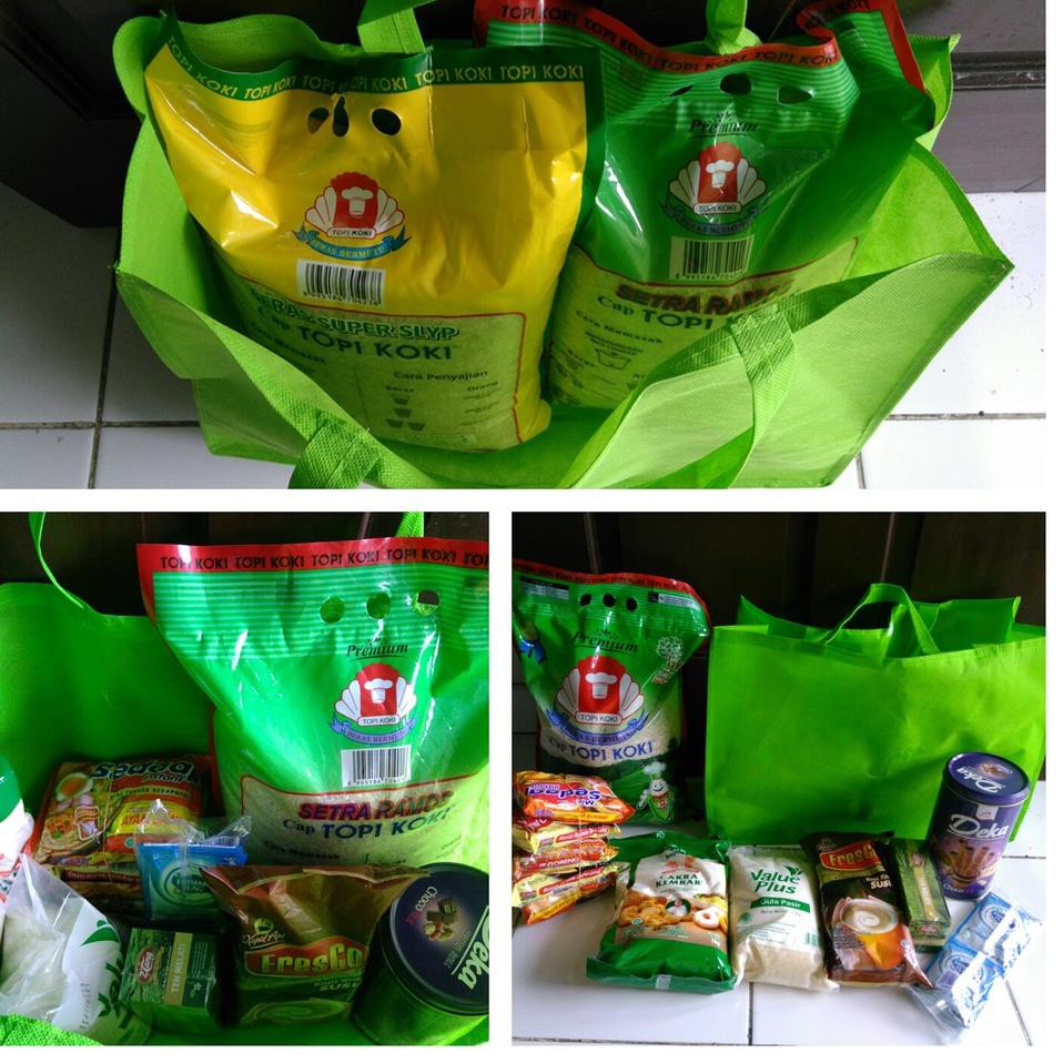 

qdw<,.415 Tas spunbond jumbo landscape 45x15x35cm tebal 75gsm untuk sembako, bingkisan, tas belanj