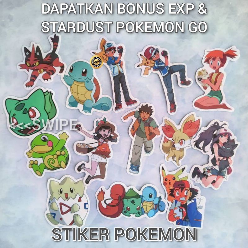 Stiker Pokemon Lucu + BONUS EXP, Stardust, Shiny & IV100 Pokemon GO 
