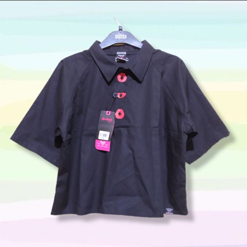 Planet surf original kemeja cewek crop top (black)