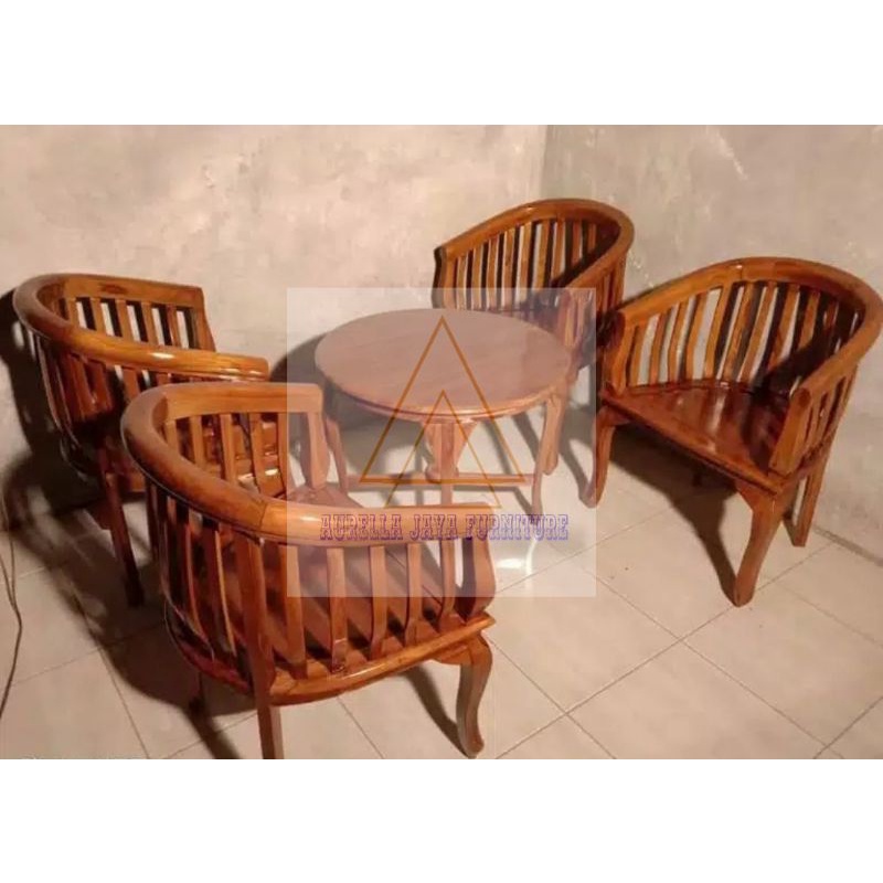 kursi tamu kayu jati betawi murah #kursi teras betawi lenong # kursi 4 meja 1 betawi