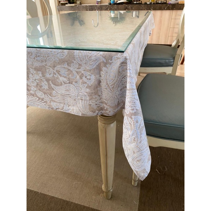 Taplak Meja Makan - Taplak Meja Makan Kain / Bahan Linen Kursi 4, Kursi 6 Dan Kursi 8 - D
