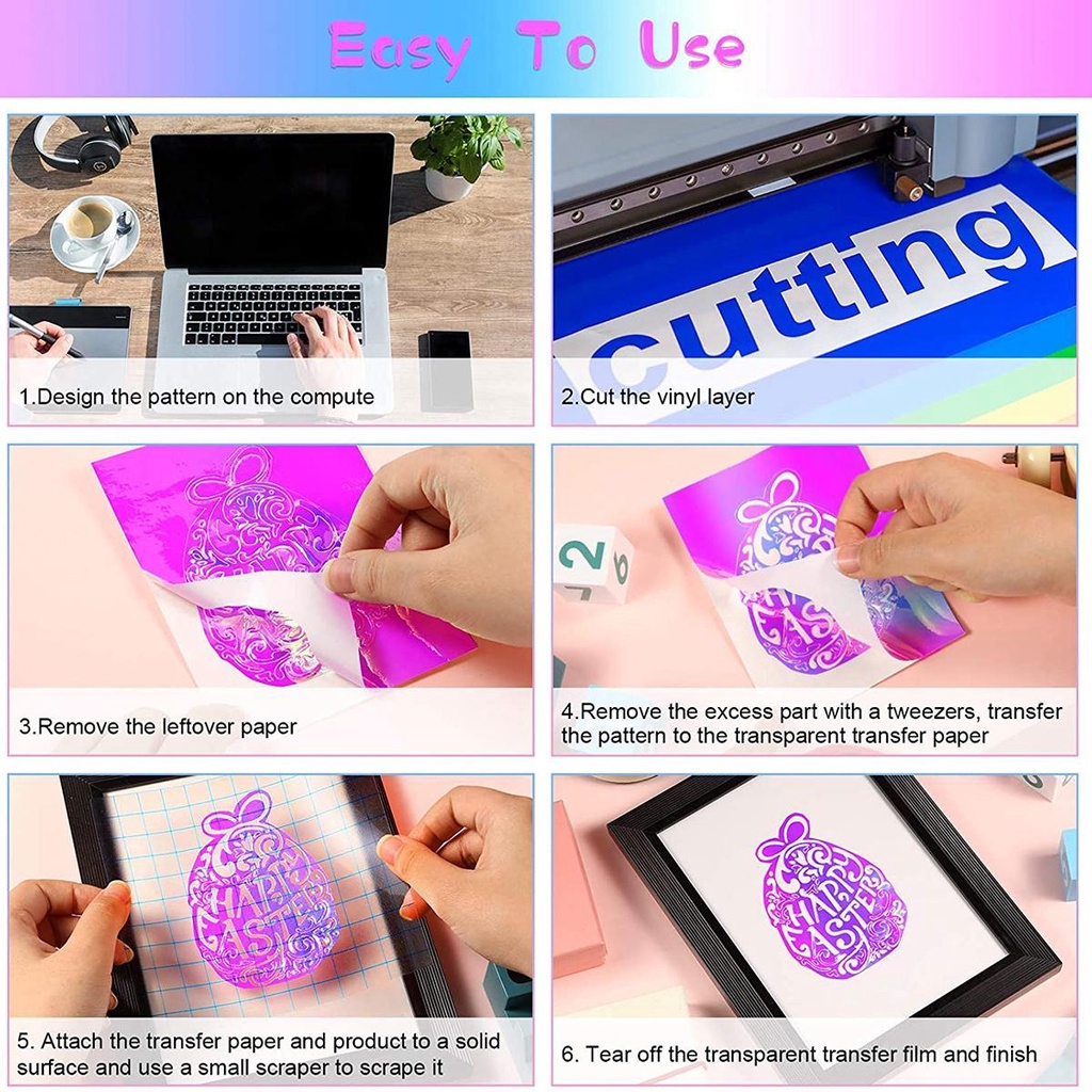 [Elegan] Vinyl Compatible Dengan Pemotong Bahan Glossy Opal Hologram Craft