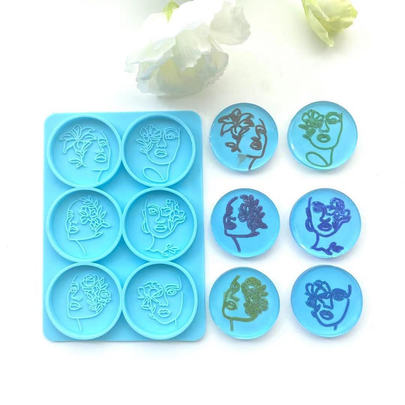 SIY  6Round Female Heads Phone Holder Resin Mold Phone Grip Decorations Silicone Mold