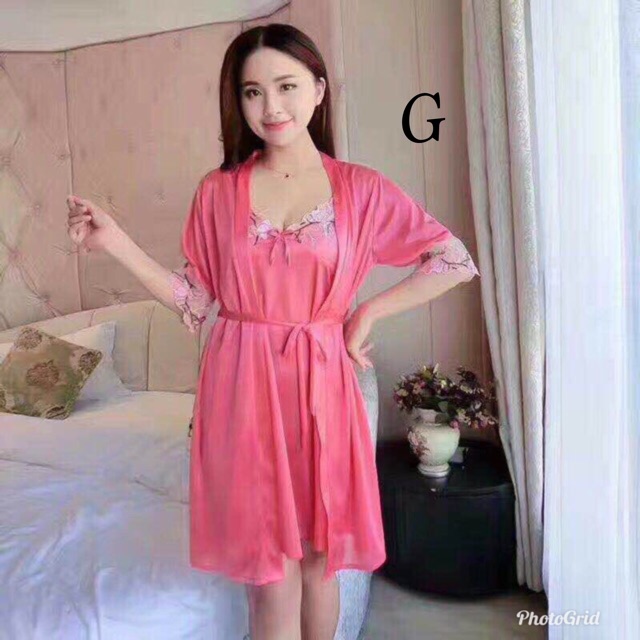 Kimono Baju Tidur Wanita Deep Flower Katun Satin Hantaran Nikah-7