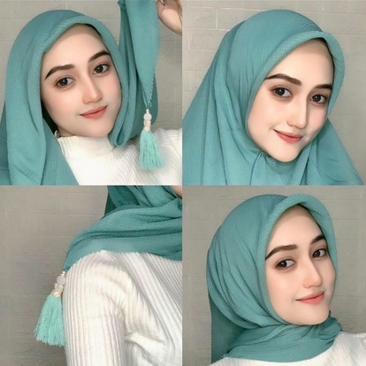 HIJAB JILBAB KERUDUNG SEGIEMPAT SQUARE WAFFLE TASSEL