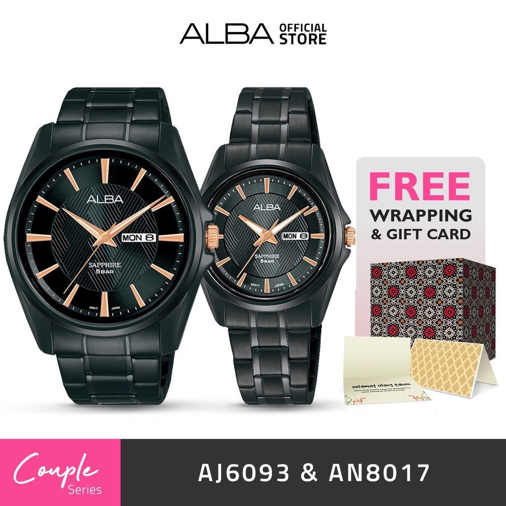 Jam Tangan Couple Alba Quartz AJ6093 - AN8017 Original
