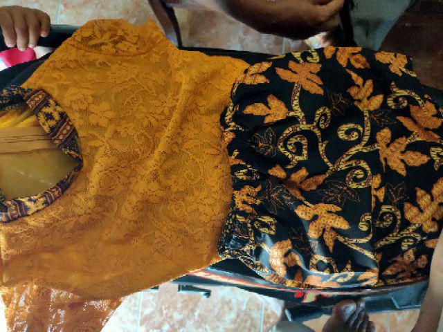 V14 Setelan Batik Brukat Baju Ikat Pita Rok Include Bando Anak Kecil Cewek 3in1 Ayu Kid Girl 2-4th
