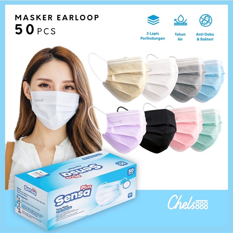 Masker SENSA PLUS Earloop 3ply isi 50 pcs