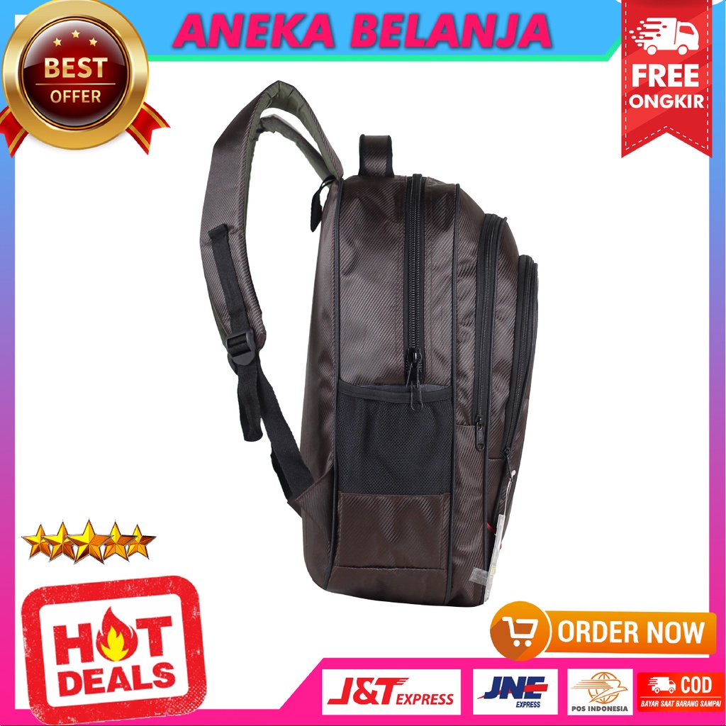 Tas Ransel Pria Rebound Coklat List Merah Harga Ekonomis Berkualitas Multifungsi Free Raincover Backpack Sekolah Cowok Free Slot Laptop Bahan Awet Tebal  Terlaris Termurah