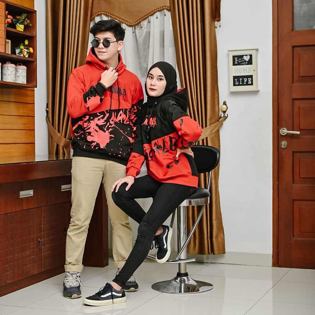 SWEATER COUPLE (harga 2pcs) KSIECNALB - HOODIE COUPLE - JAKET COUPLE -  KSIECNALB-MERAH COUPLE