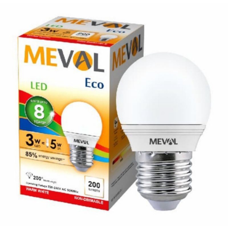 LED bulb Meval 3w warm white kuning 3watt
