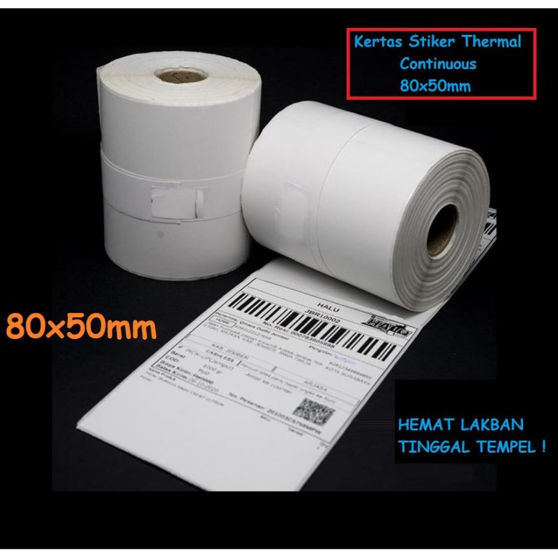 

COD - Kertas Stiker Label Printer Thermal 80x50mm Continuous 80 x 50mm