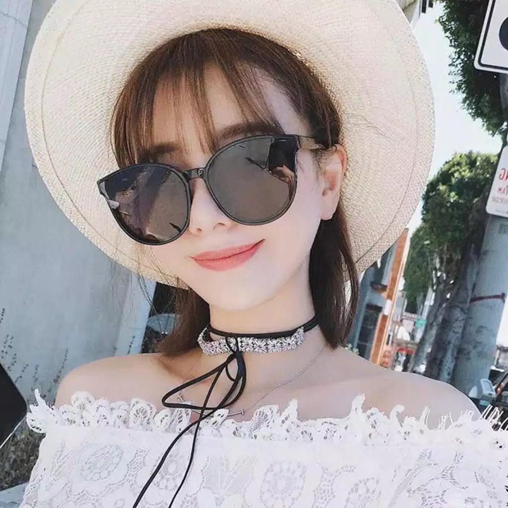 Besar Hitam Kacamata Oversize Fashion Korean Style Wanita Pria Pelindung Sinar UV Protection Santai Lensa