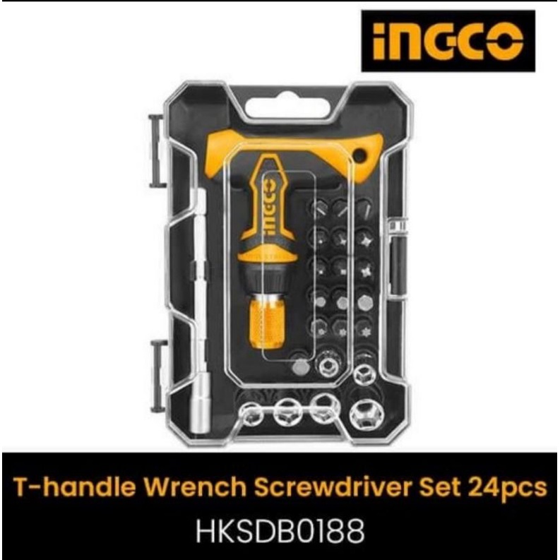 obeng kunci pas T set 24 bits Ingco HKSDB0188