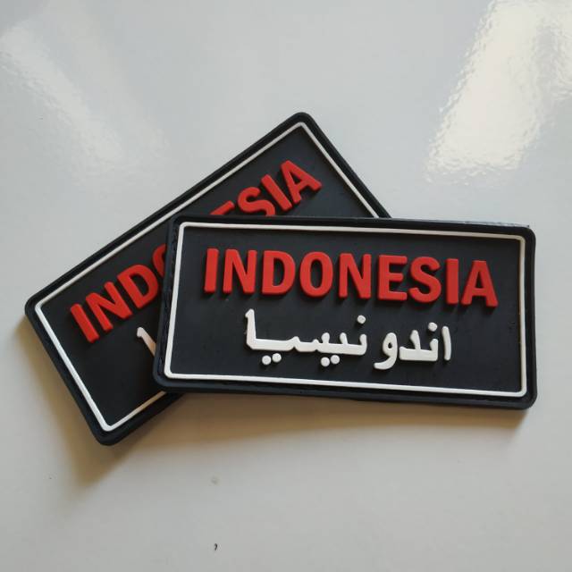 Patch rubber INDONESIA ARAB KOTAK PANJANG/tempelan karet emblem velcro