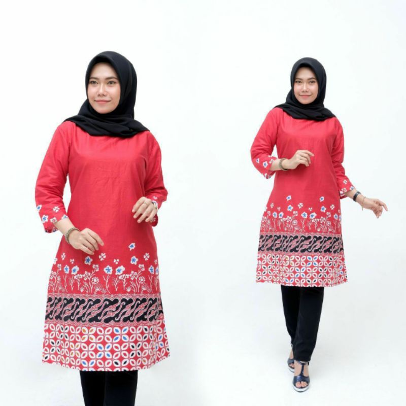 Tunik Batik Baju Batik Wanita Modern Atasan Batik Kerja Wanita Blouse Batik Kantor Batik Modern M L XL XXL Seragam Batik