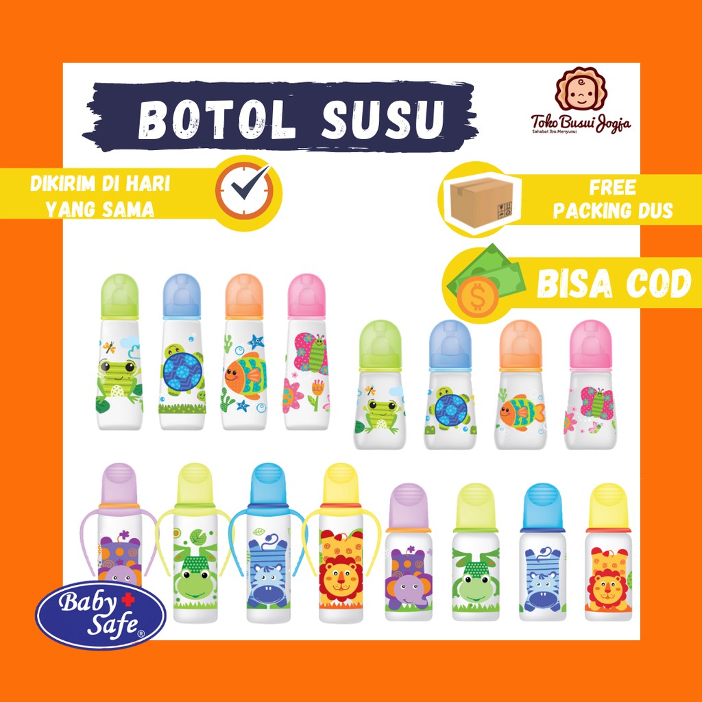 Botol Susu Baby Safe 125 250 ml Dengan Gagang Pegangan BPA Free Standar Neck JS004 JS005