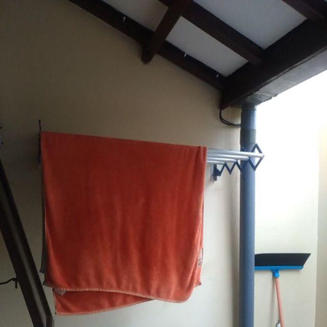 Jemuran Dinding Lipat Ukuran 1 Meter,gantungan Baju,praktis,(aluminium Dan Besi),harga Ekonomis