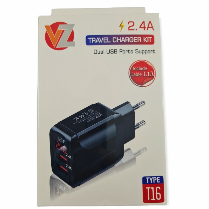 Usb Charger LED Display EU Plug 2.1A Smart Charger Untuk Semua Hp