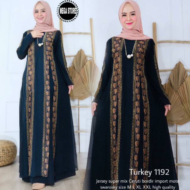 Turkey 1192 by Mega store. Gamis abaya Turkey size M L xl XXL