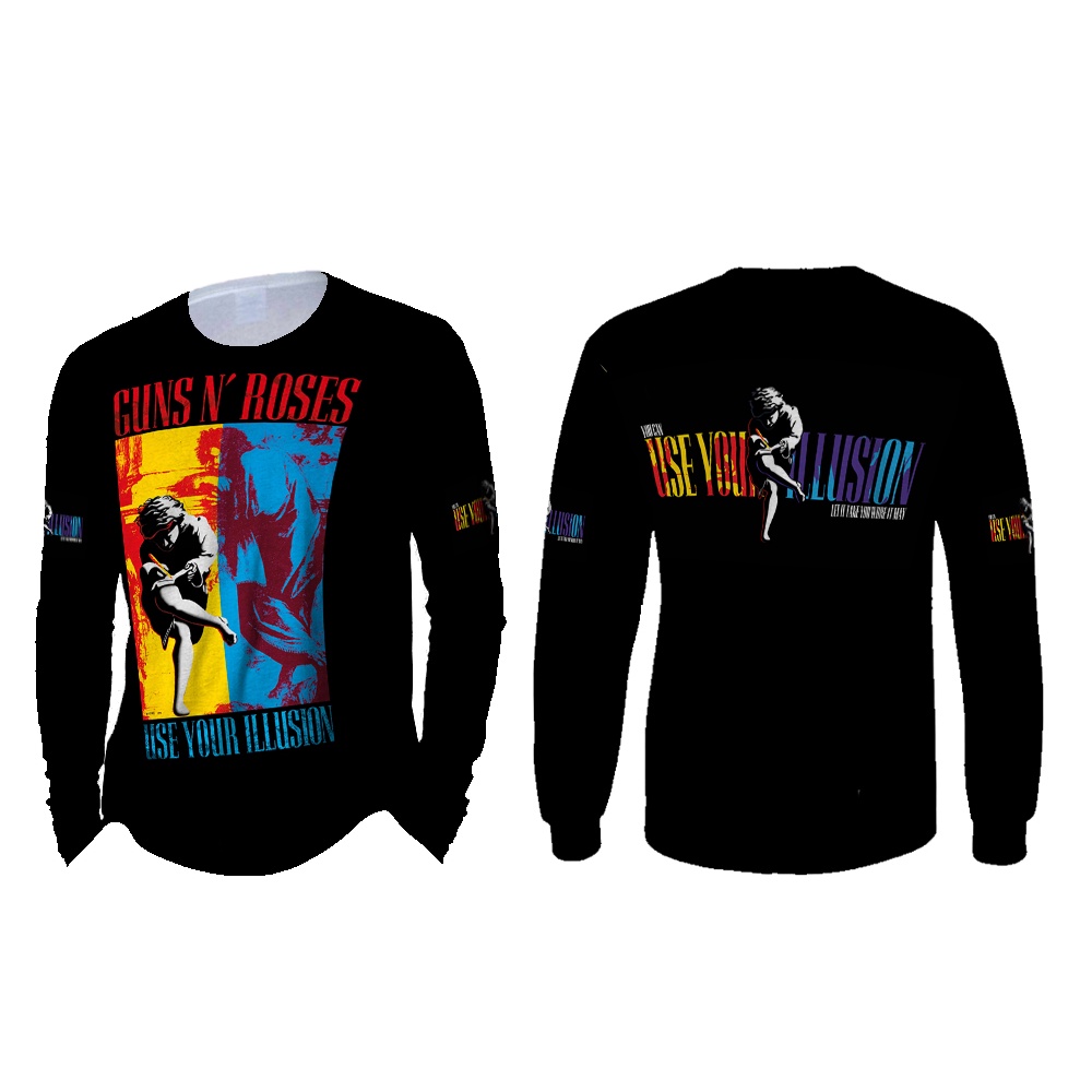[TiniShop] Kaos GUNS N ROSES USE YOUR ILLUSION 2 Lengan Panjang Pria FullPrint
