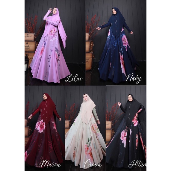 Kahiyang Syari by Eldeena / DRESS WANITA TERBARU/BAJU MUSLIM WANITA KEKINIAN/GAMIS WANITA SIMPEL