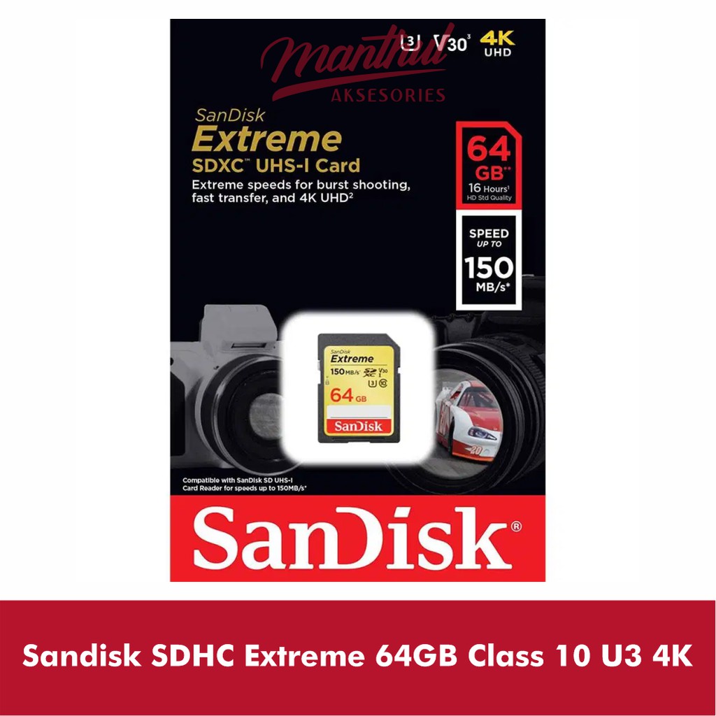 Sandisk SDHC Extreme 64GB Class 10 U3 4K