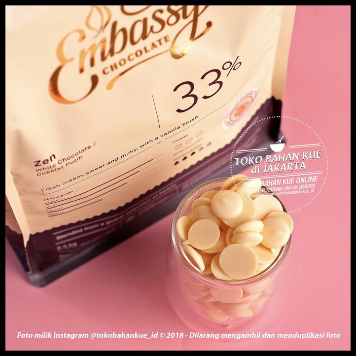 

Embassy Chocolate - Zen 33% 500Gr White Tulip Couverture Cokelat Putih