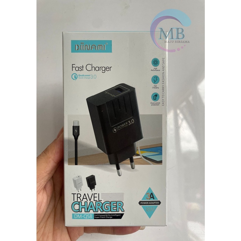 Q58  Charger DIINAMI Power 3A 18W Quick Charging TIPE C USB Fast Charging Port Smart Protection Garansi Resmi 1 Tahun MB2597