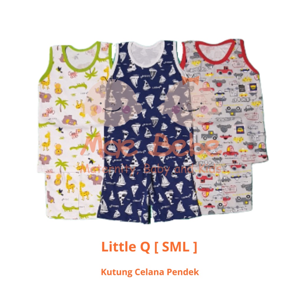 [Size SML] Little Q Setelan Motif Kutung Bis Celana Pendek Isi 3 Pcs