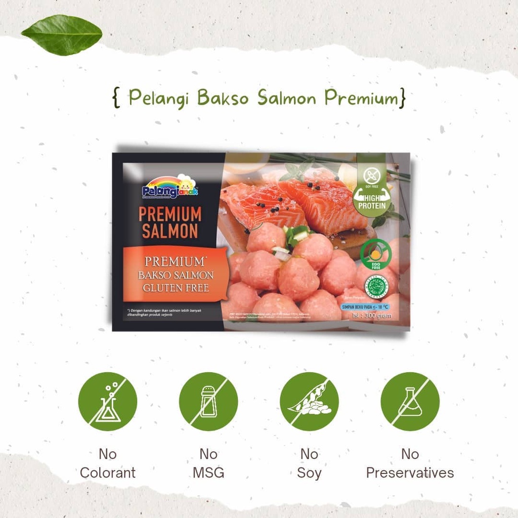 Baso Ikan Salmon Premium Frozenfood Pelangi Homemade Non MSG Pengawet Gluten - Original Kemasan 300g