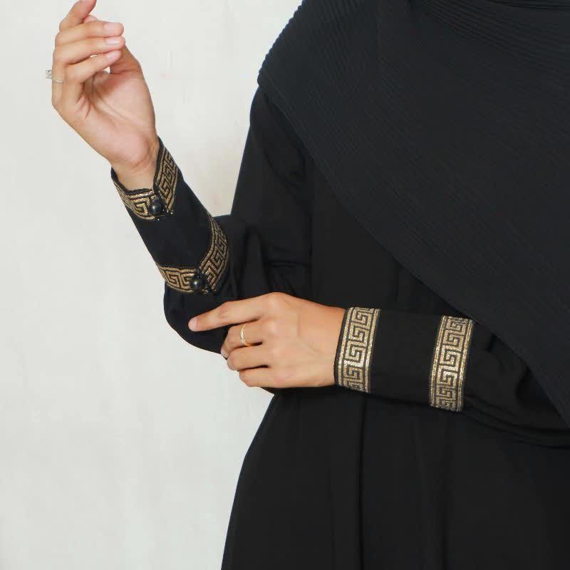 Gallery Exclusive Abaya Hitam Gamis Bordir Turkey Renda Emas Manset G