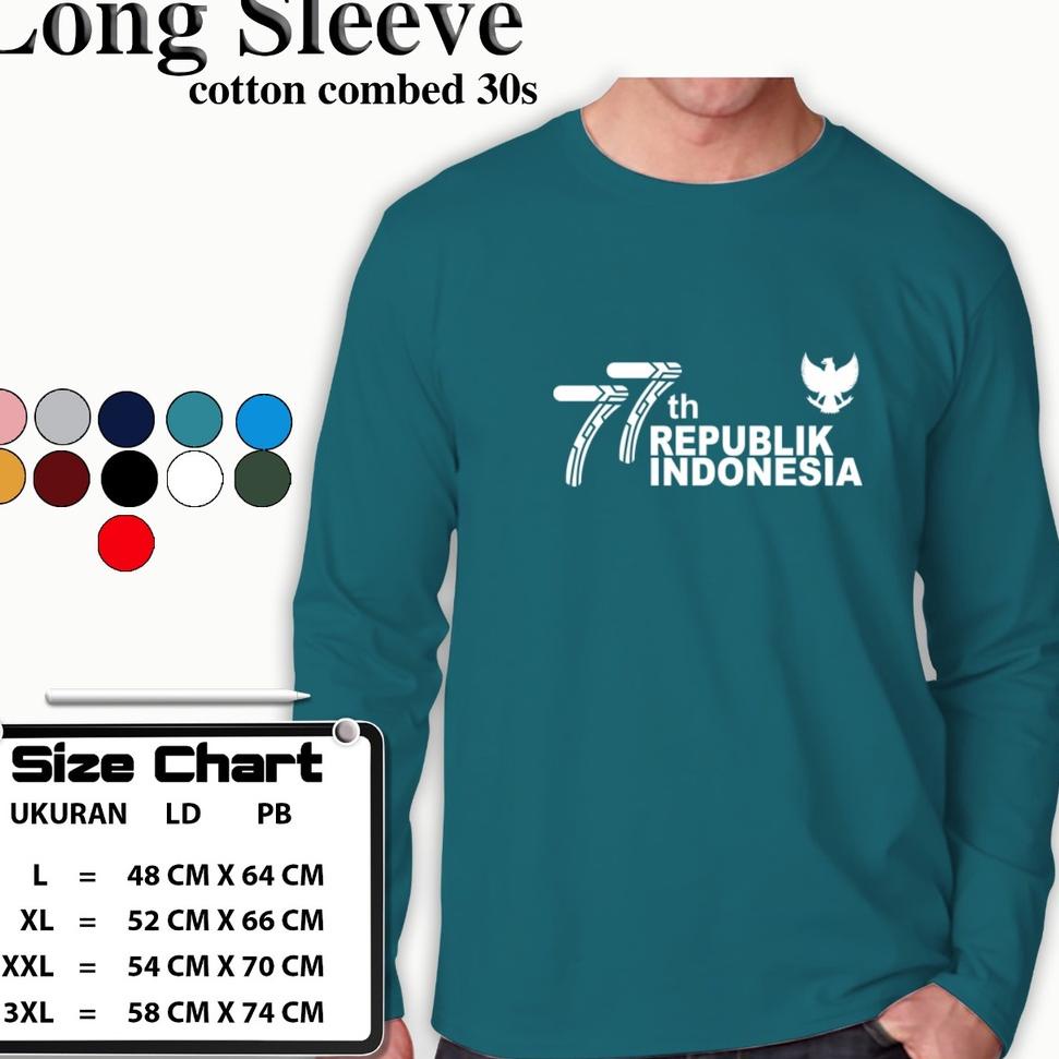 TRT.19Au22q ‣ KAOS PRIA LENGAN PANJANG HUT RI 77 ATASAN LENGAN PANJANG HUT RI 77 MERDEKA HUT RI