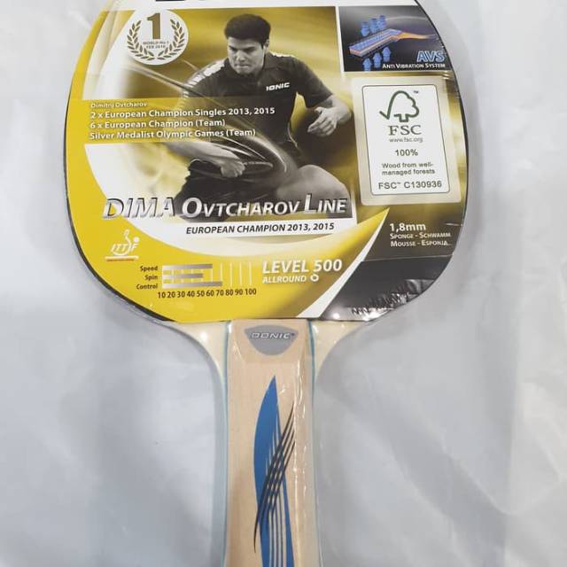 BAD PINGPONG TENIS MEJA DONIC DIMA OVTCHAROV LEVEL 500