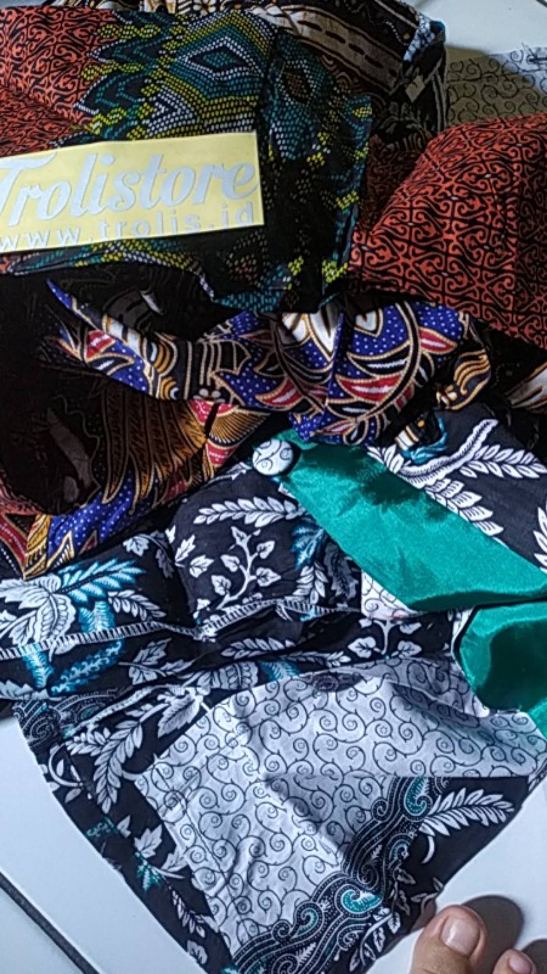 Trolis Grosir Batik Wanita Motif Kembang Pancal  Blarak Biru Hijau Lengan Panjang Cewek Blra Aa