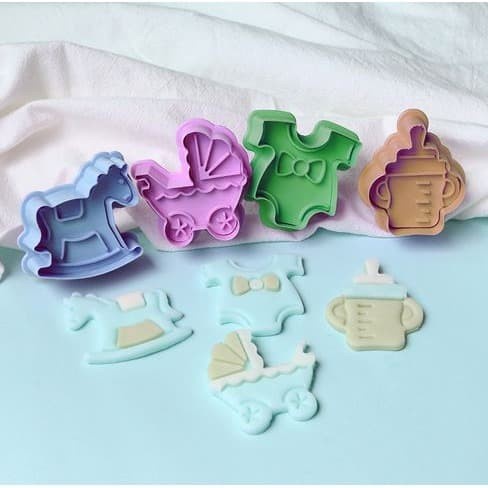 Fondant Plunger Cutter - Cetakan Fondant Baby Shower Theme (4pcs)